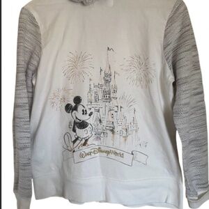 Disney Disneyland Full Zip Hoodie M Embroidery Castle White Gold Vintage Perfect